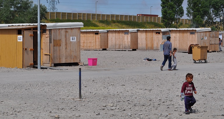 Photo de réfugiés dans le camp de Grande-Synthe en France